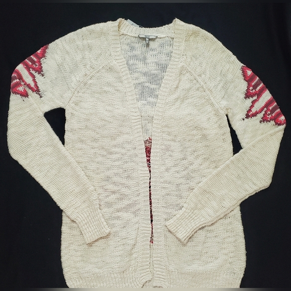 🎉HP🎉 BKE Open Weave Aztec Flyaway Cardigan, with Fringe Detail - Picture 2 of 7